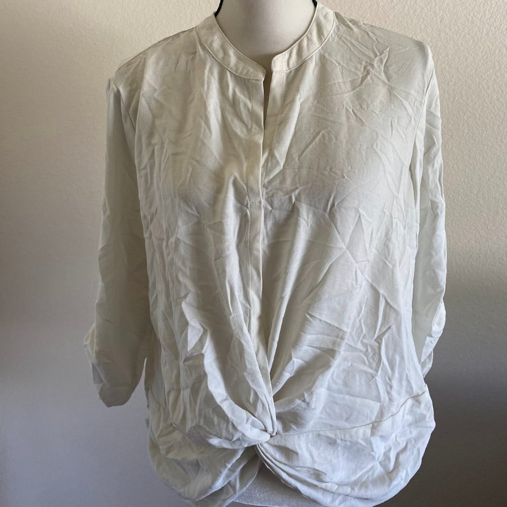 Women's V-Neck Front Design Long Sleeve Blouse